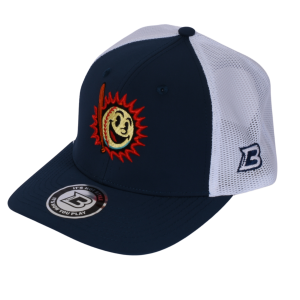 Gorra azul con blanco estilo trucker DB3 modelo ball bash de costado