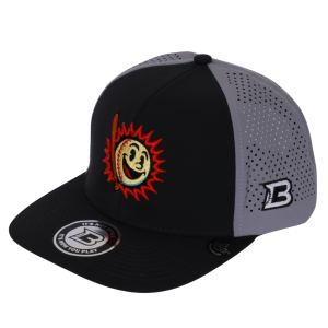 Gorra DB3 Ball & Bash – Grayline Smile vista lateral, diseño urbano con malla trasera y energía de juego